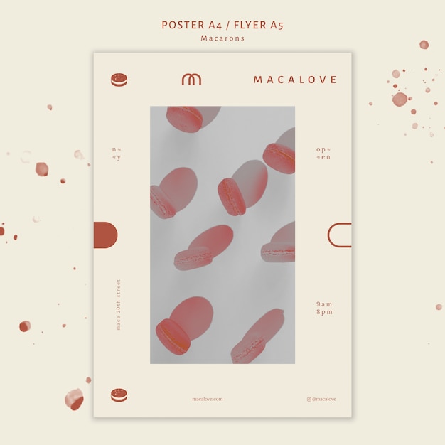 Free PSD macarons shop poster template