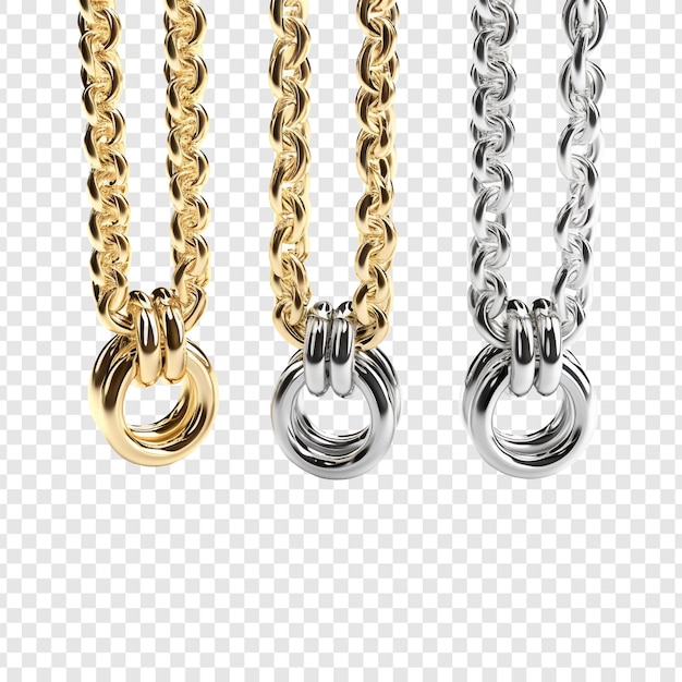 Free PSD macros of chain pendants isolated on transparent background