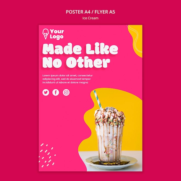 Free PSD made like no other ice cream poster template