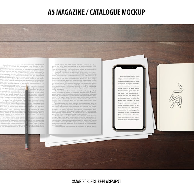 Free PSD  magazine catalogue mockup