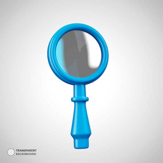 Free PSD magnifying glass icon isolated 3d render illustration