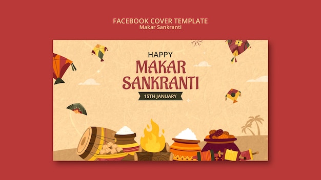 Free PSD makar sankranti celebration facebook cover