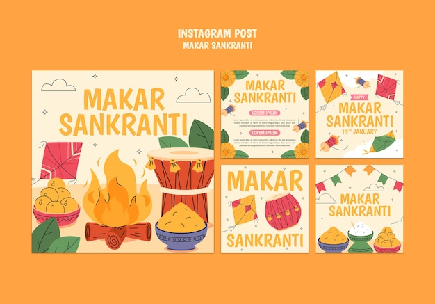 Free PSD makar sankranti celebration instagram posts