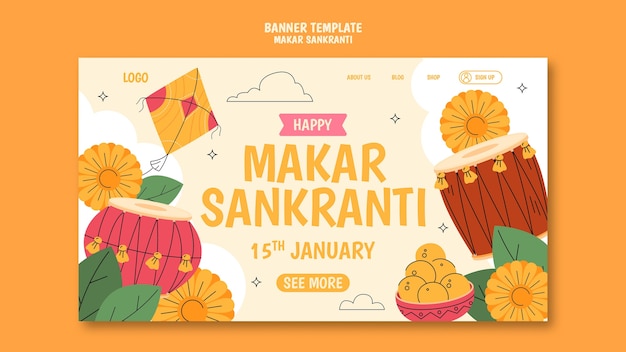 Free PSD makar sankranti celebration landing page