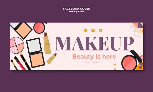 Free PSD makeup artist facebook cover template design