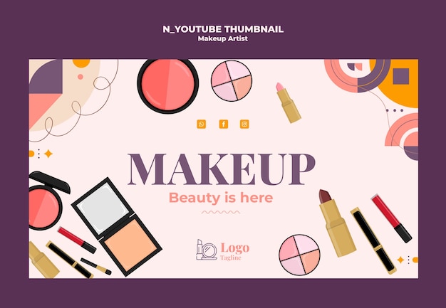 Free PSD makeup artist youtube thumbnail template design