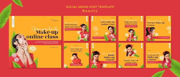 Makeup online class social media template