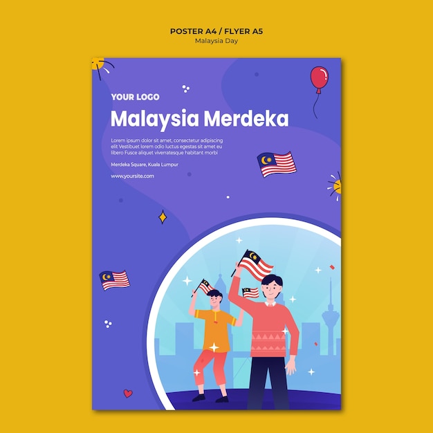 Free PSD malaysia merdeka poster stationery template