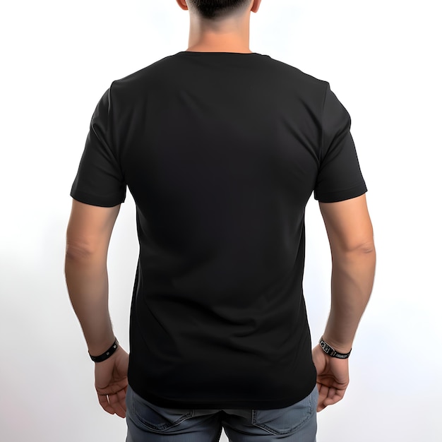 Free PSD male black t shirt mockup isolated on white background with clipping path