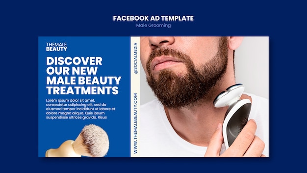 Free PSD male grooming facebook template