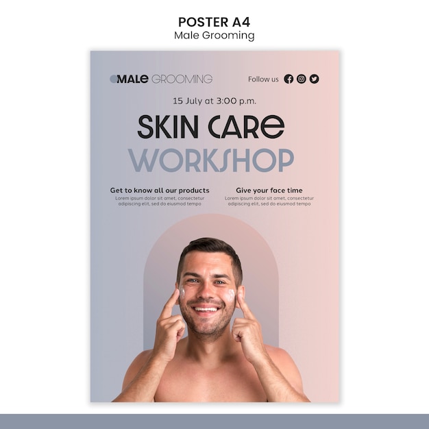 Free PSD male grooming poster template