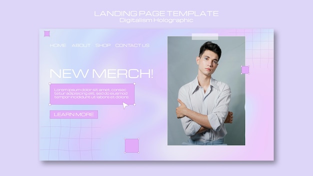 Male model digitalism holographic landing page