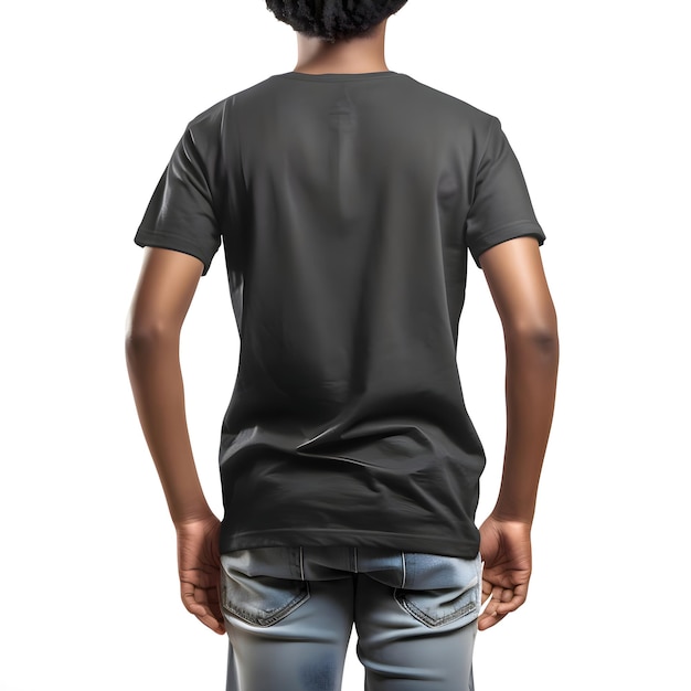 Free PSD man in blank black t shirt isolated on white background with clipping path