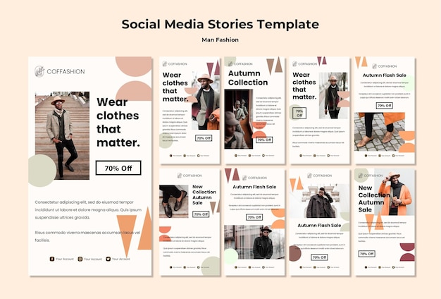 Man fashion concept social media stories template