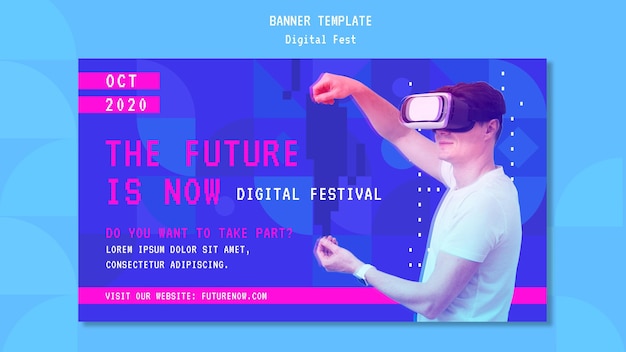 Man using a virtual reality headset banner