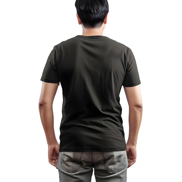 Free PSD man wearing blank black t shirt isolated on white background with clipping path