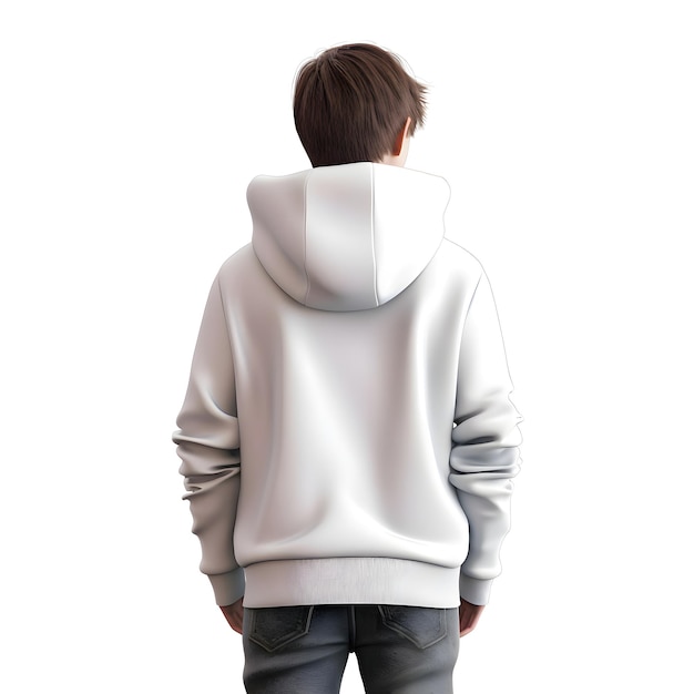 Free PSD man in a white hoodie on a white background 3d rendering