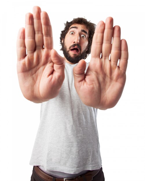 Free PSD man with hands stretched