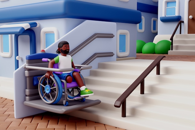 Free PSD man with reduced mobility in wheelchair