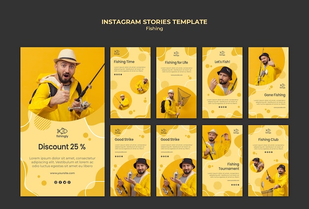 Free PSD man in yellow fishing coat instagram stories