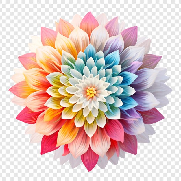 Free PSD mandala fractal design element with flower pattern isolated on transparent background