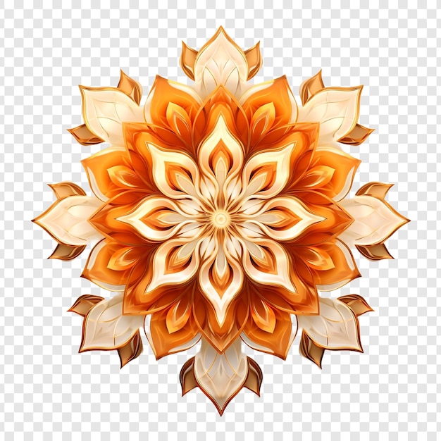 Free PSD mandala fractal design element with flower pattern isolated on transparent background