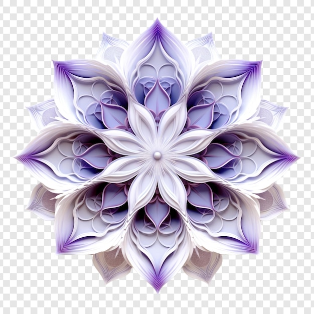 Free PSD mandala fractal design element with flower pattern isolated on transparent background