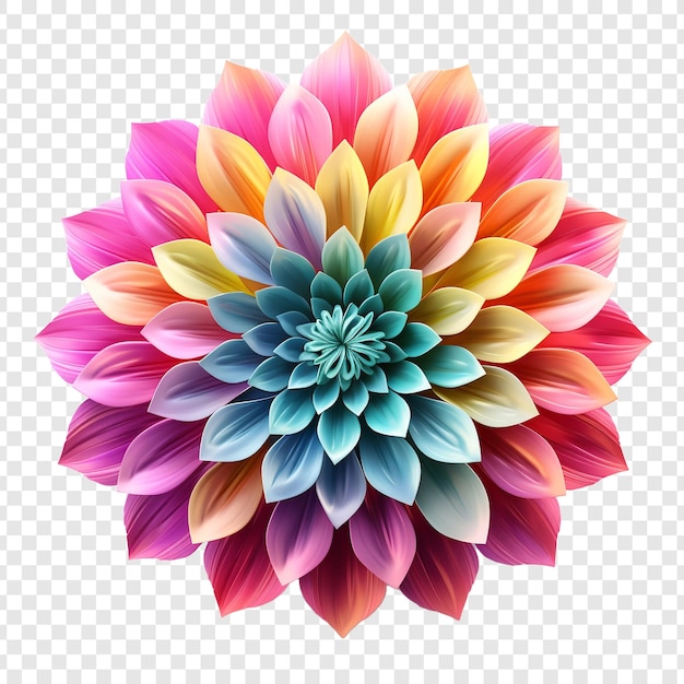 Free PSD mandala fractal design element with flower pattern isolated on transparent background