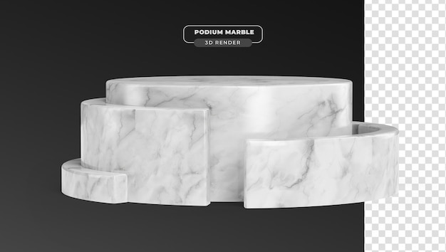 Free PSD marble podium 3d realistic render with transparent background