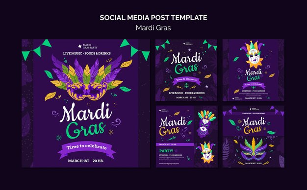 Mardi gras carnival social media posts