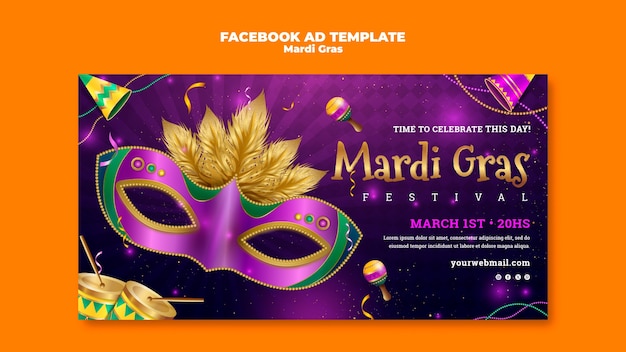 Free PSD mardi gras celebration  facebook template