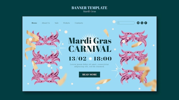 Free PSD mardi gras celebration  landing page