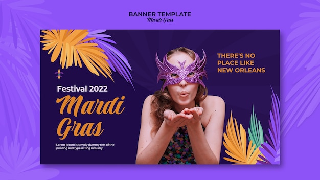 Free PSD mardi gras festival banner template