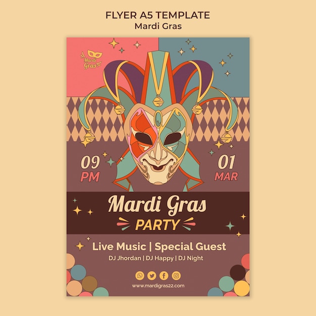 Free PSD mardi gras poster design template