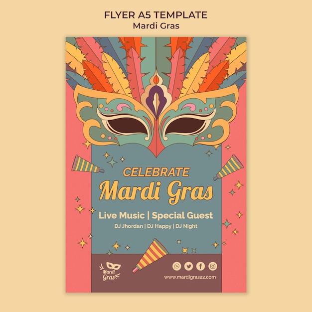 Free PSD mardi gras poster design template