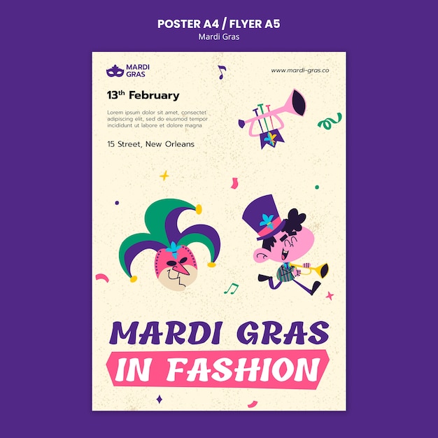 Free PSD mardi gras template design