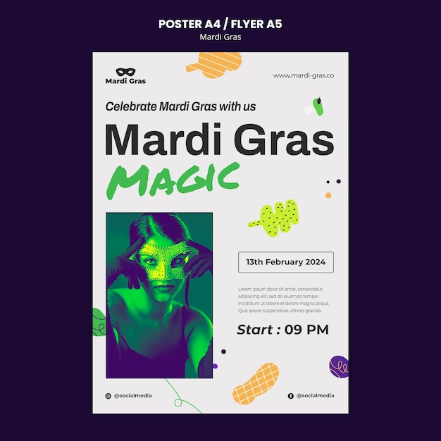 Free PSD mardi gras template design