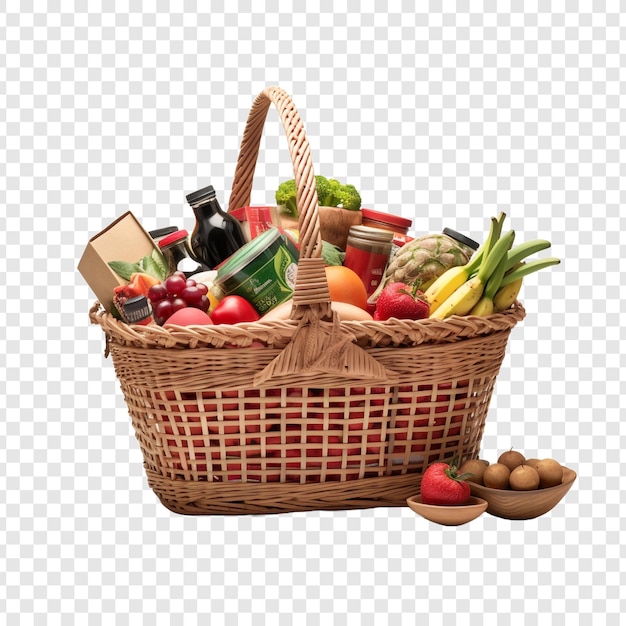 Free PSD market basket isolated on transparent background