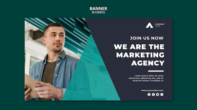 Marketing agency horizontal banner template