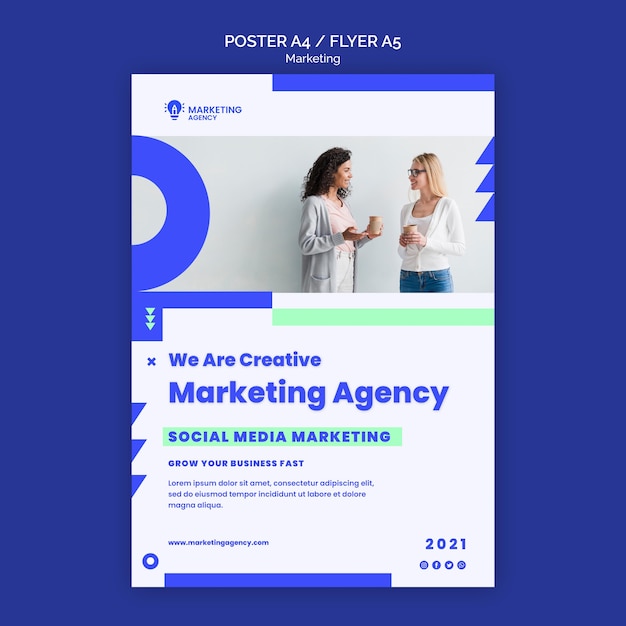 Free PSD marketing agency poster template