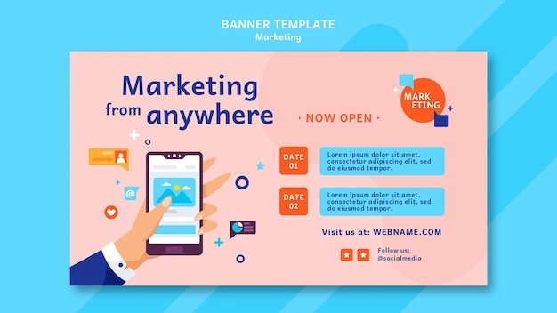 Free PSD marketing banner template with photo