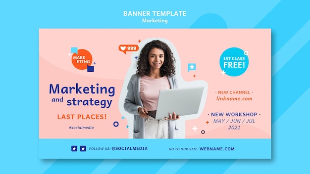 Free PSD marketing banner template with photo