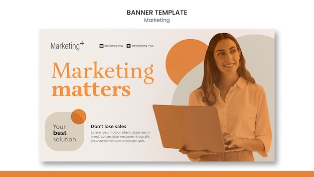 Free PSD marketing banner template with photo