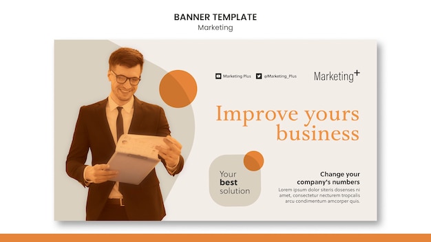 Free PSD marketing banner template with photo