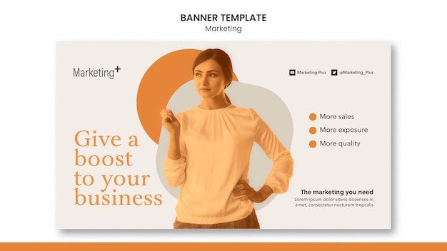 Free PSD marketing banner template with photo