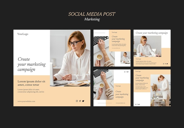 Free PSD marketing campaign social media posts template