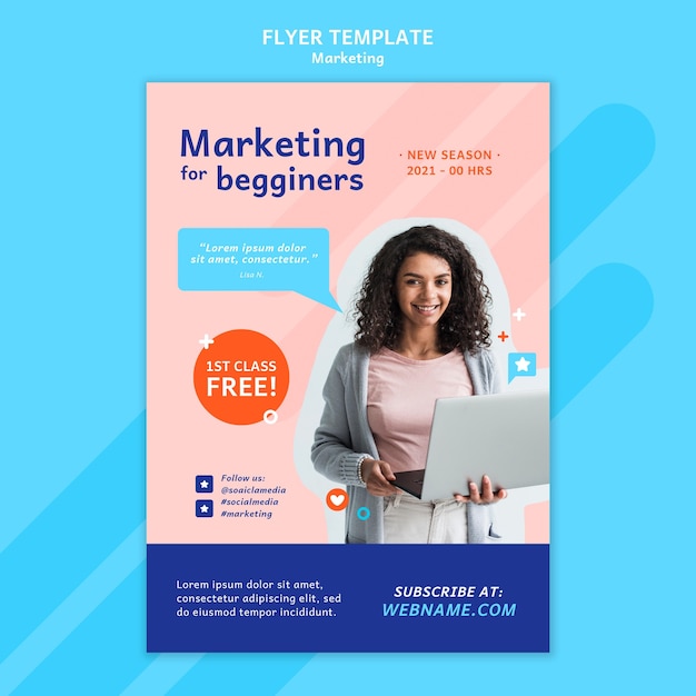 Marketing flyer template with photo