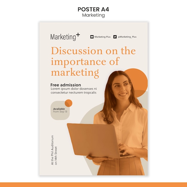 Free PSD marketing poster template with photo