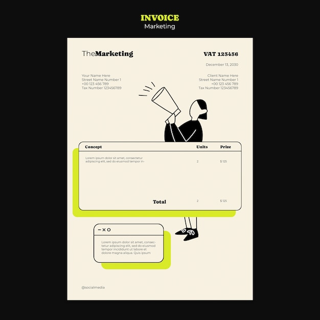 Free PSD marketing strategy invoice template