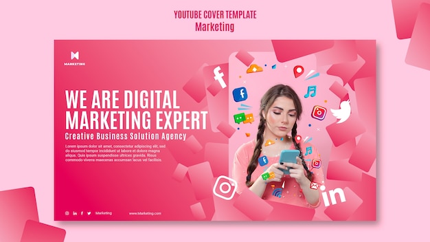 Free PSD marketing strategy youtube cover template